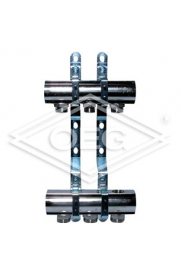 Radiatorverdeler, 6 groeps 1", vernikkeld Messing